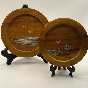 Vintage 1970s R Schmidt seaside hand painted and signed.